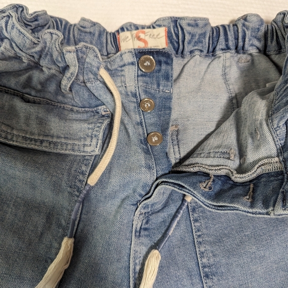 FREE PEOPLE Jeans Womens Small S Wide-Leg Crop Flap Pockets Raw-Hem Paperbag. - Picture 9 of 11